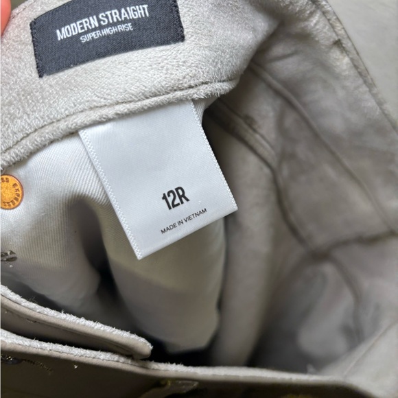 Express Women's Taupe Faux Leather Straight Leg Pants - Picture 7 of 8